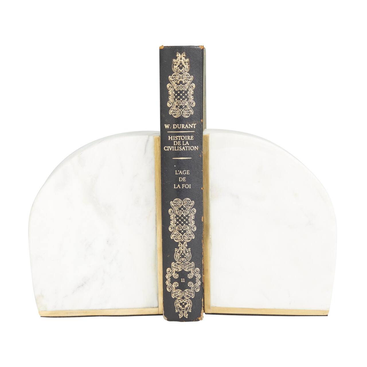 CosmoLiving by Cosmopolitan White Marble Glam Bookends, 6" x 4" x 2"